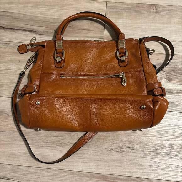 Kattee Women's Genuine Pebbled Leather Satchel Shoulder Bag Purse Brown - Picture 3 of 4